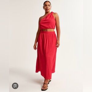 Abercrombie & Fitch Red Crinkle Maxi Matching Set
